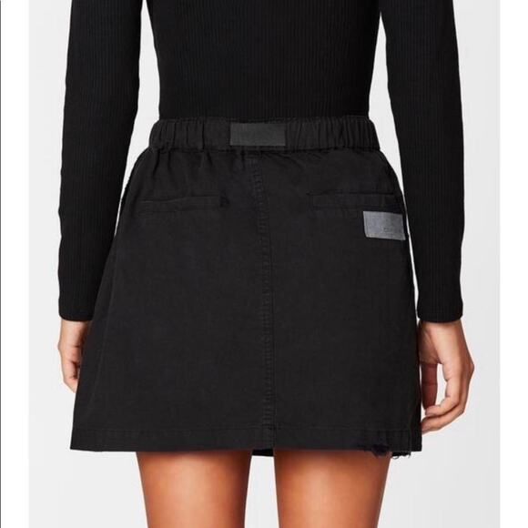 Carmar Black Distressed Belted Utility Mini Skirt UK 12 / US 8 A Line - Picture 2 of 8